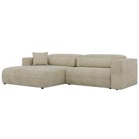 ECKSOFA PAZURRO L - Beige Velvet - Links Seite - Beige/Schwarz, Kunststoff/Textil (288/180cm) - MKS