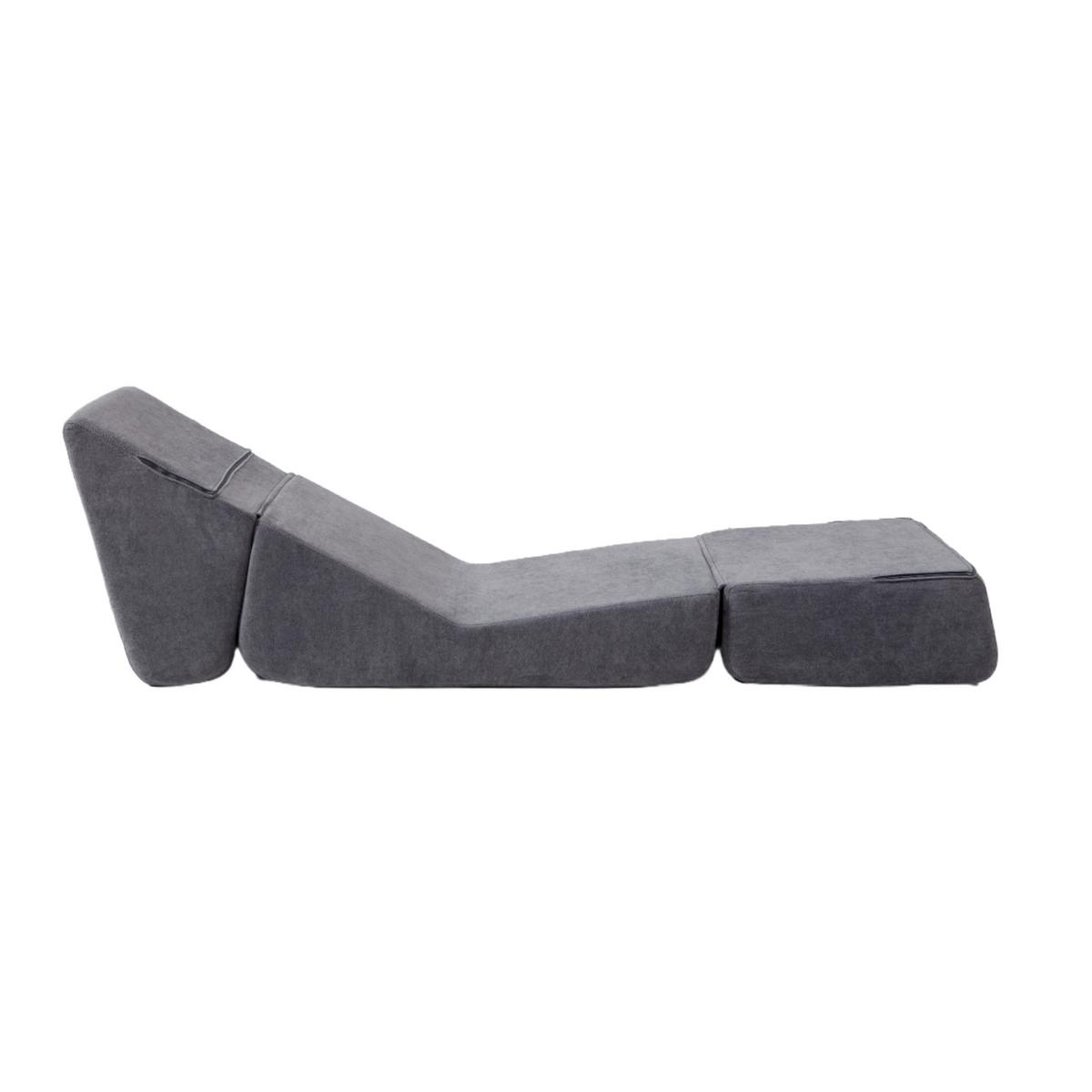 SCHLAFSESSEL 3-in-1 Umwandelbares Bodensofa & Gästebett aus Samtstoff - Grau, Textil (99/68/73cm) - Urban Meuble