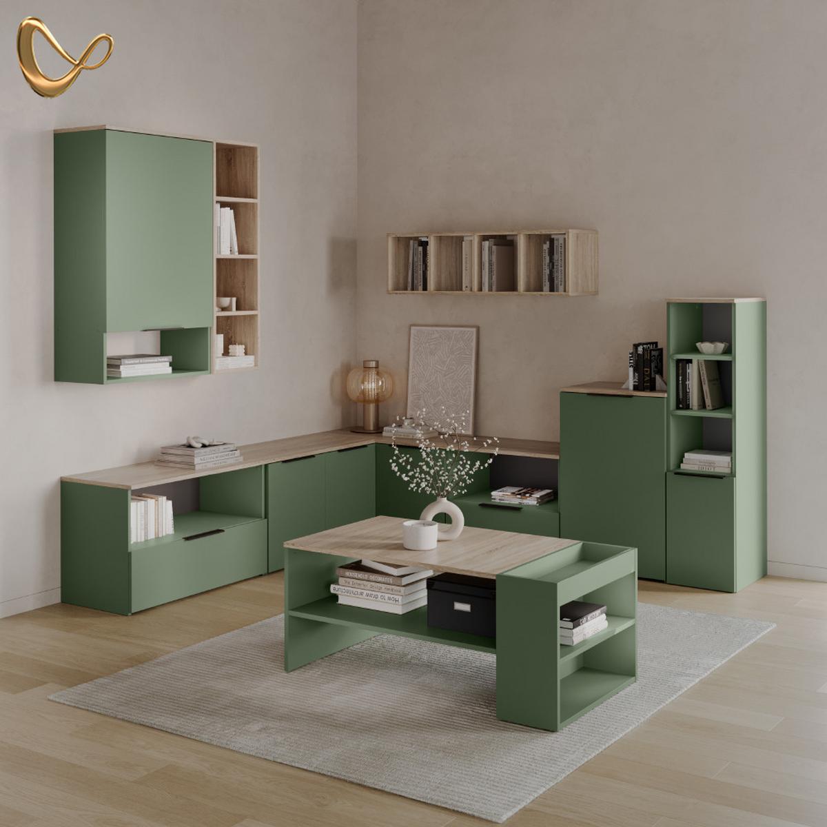 KOMMODE Piave Grün mit klappe - Grün, Holzwerkstoff (60/50/40cm) - Livinity®