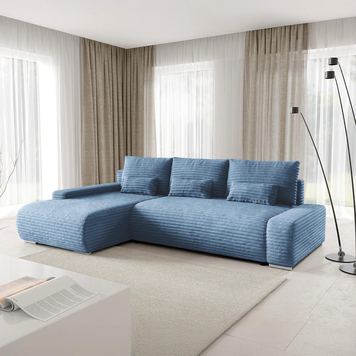 ECKSOFA Ivana 3 Sitzplätze Hellblau - Blau, Holz (265/172cm) - Petits-meubles