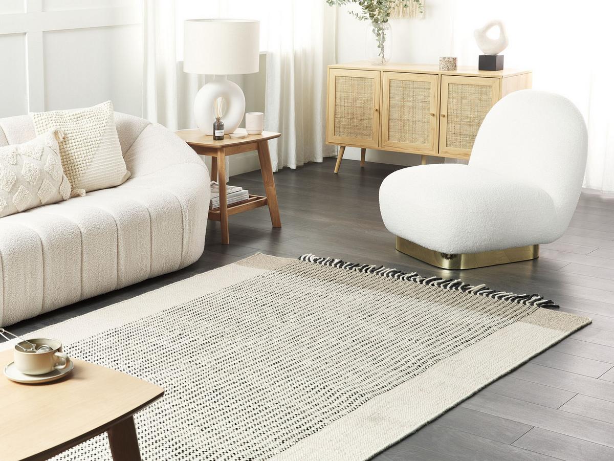 TEPPICH geflochten Divarli 200/140 cm - Beige, Textil (140/200cm) - Beliani