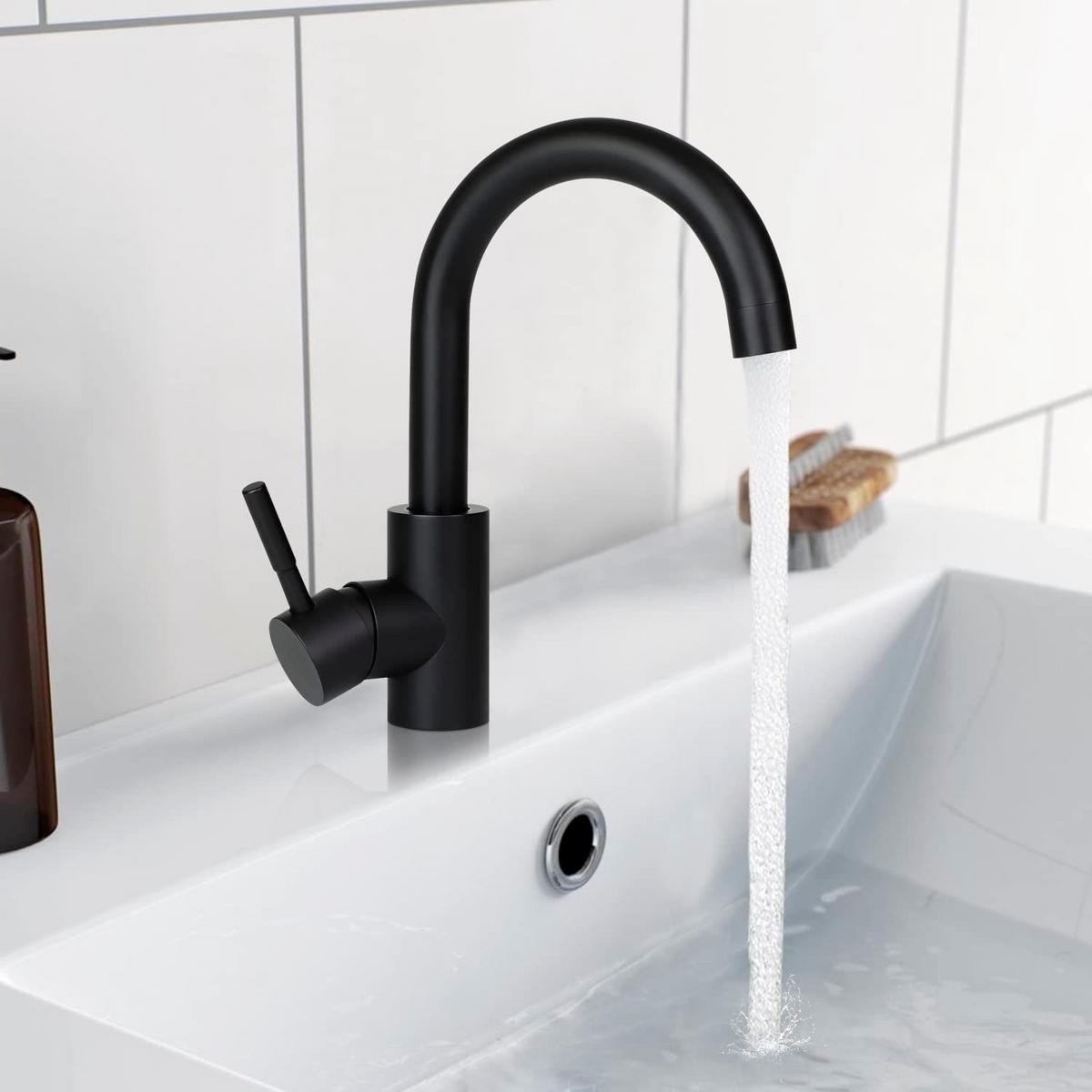 WASCHTISCHARMATUR SARAH 24/6/24 cm - Schwarz, Metall (6/24/24cm) - Nettlife