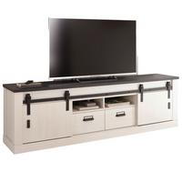 TV-LOWBOARD weiß Pinie, anthrazit, Landhaus, TV Unterteil Komforthöhe 201 x 61 cm - Anthrazit/Weiß, Holzwerkstoff/Metall (201/61/43cm) - Furn.Design