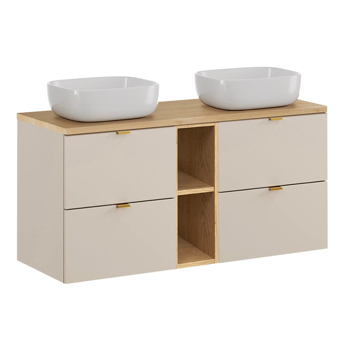 DOPPELWASCHTISCH 120.6cm Azel Kaschmir - Beige, Holzwerkstoff (120.6/52/46cm) - Petits-meubles