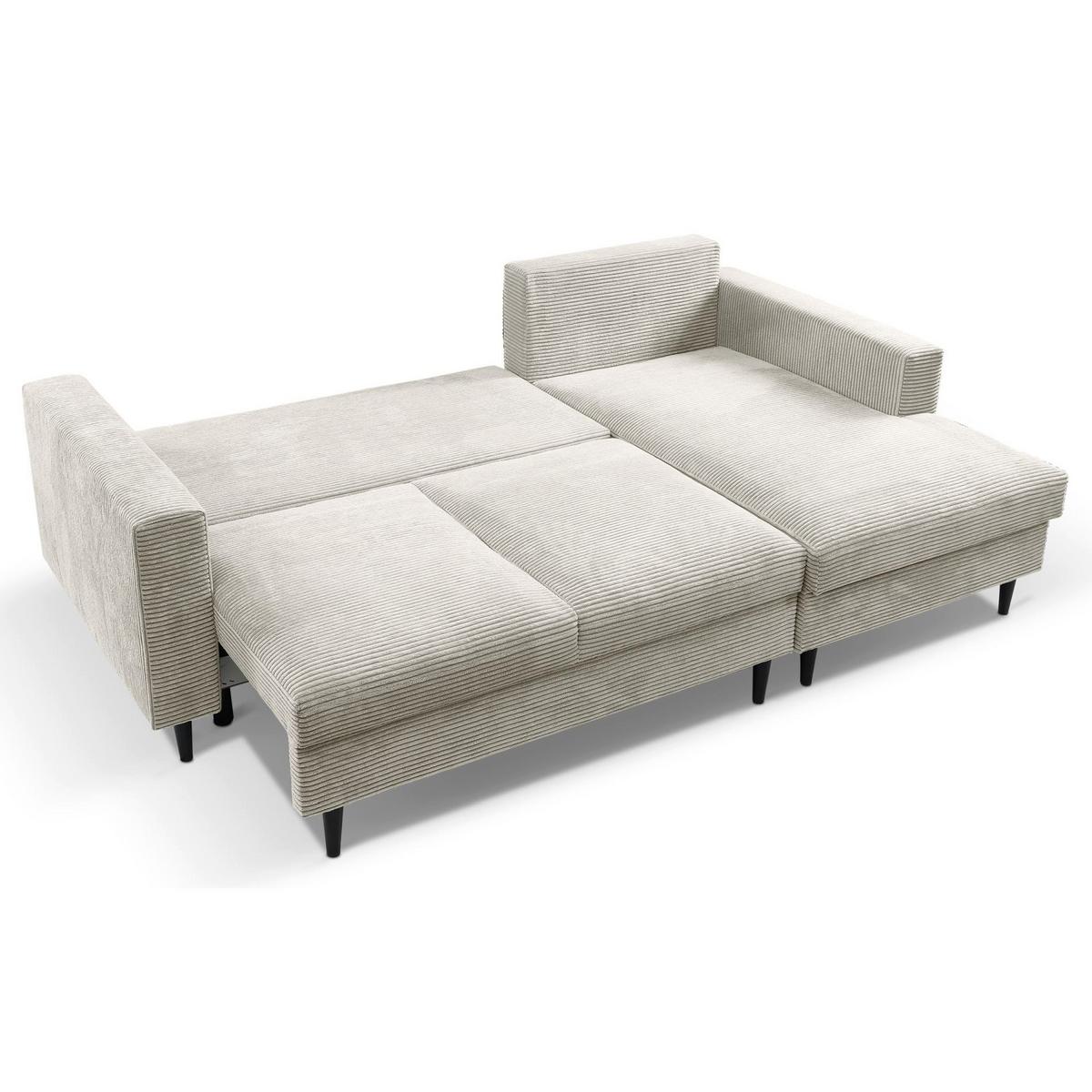 ECKSOFA Nalika Hellbeige mit Cordbezug - Beige/Creme, Holz/Textil (143/230cm) - Selsey