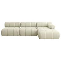 ECKSOFA modulares Sofa Razon-L2 - 285x160x70 cm Beige Velours - Beige, Holzwerkstoff/Textil (285/160cm) - ALTDECOR