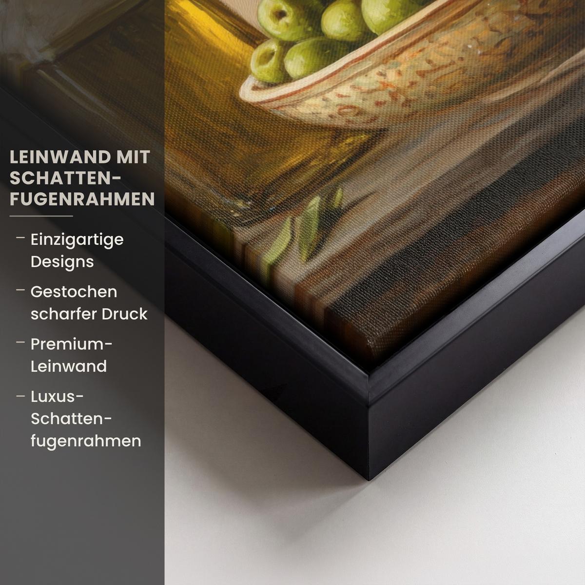 LEINWAND Bilder mit Rahmen - Oliven - Stilleben - Vintage - 20x30 - Olivgrün, Textil (20/30cm) - MuchoWow