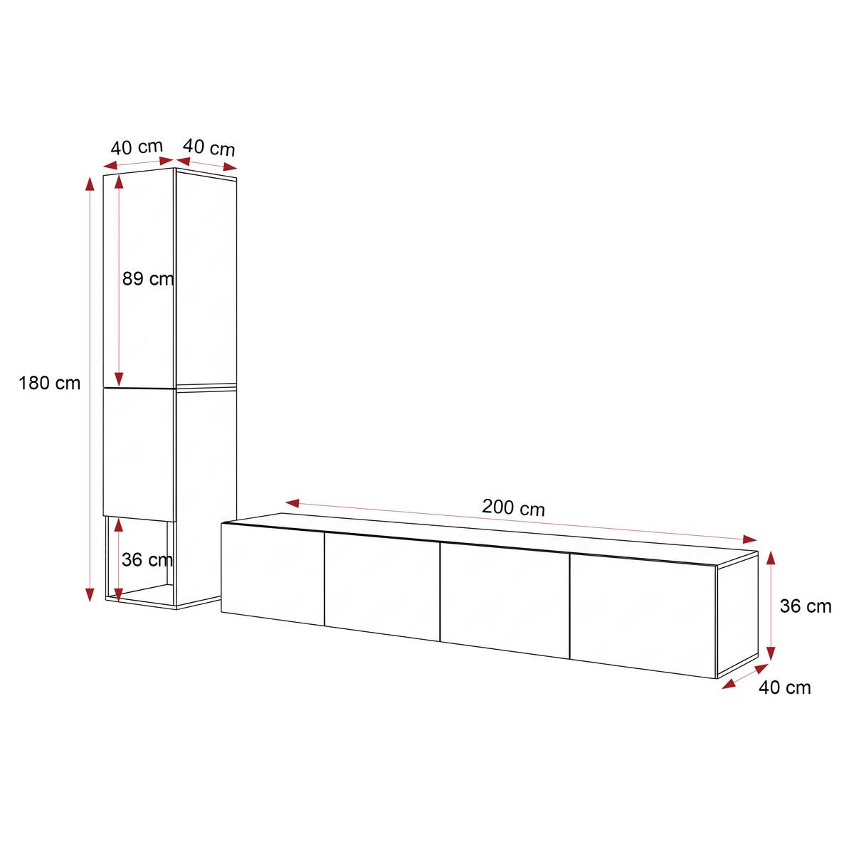 WOHNWAND ANGEL LINE I 2-teilig, mit LED-Beleuchtung, Kaschmir - Kaschmir, Holzwerkstoff (240/180/40cm) - Idohome