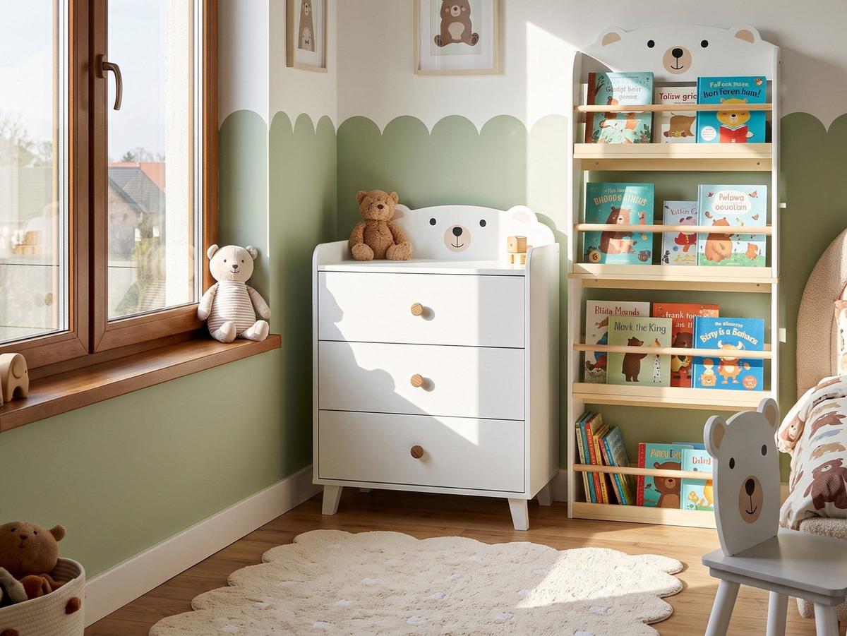 KOMMODE mit 3 Schubladen 79 cm Weiß Mimili - Weiß/Braun, Holz/Holzwerkstoff (60/79/30cm) - Beliani