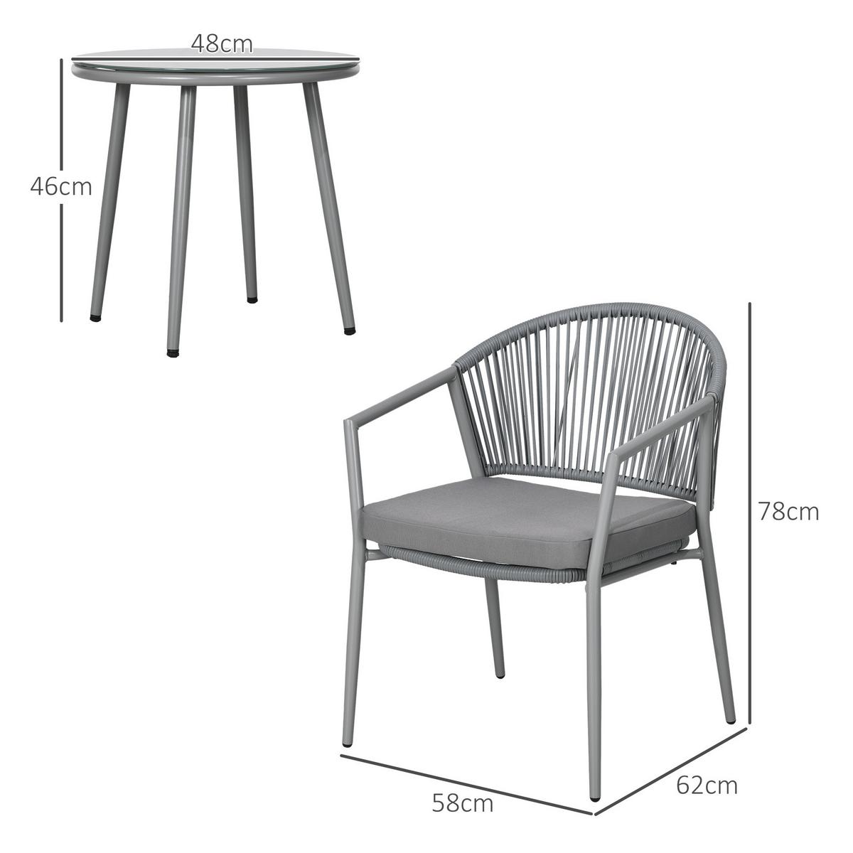 GARTENMÖBEL Set, Stahl, PE, Hellgrau - Hellgrau, Metall - Outsunny