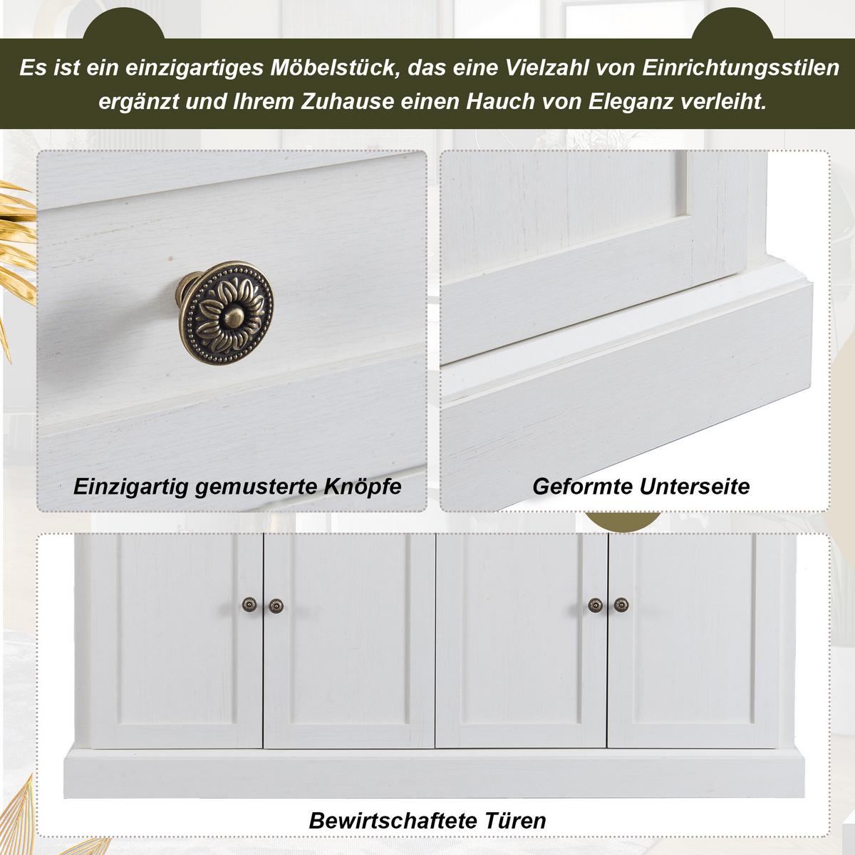 SIDEBOARD 150 cm in Antik Weiß & Natur - Weiß/Naturfarben, Holzwerkstoff (150/86/40cm) - Urban Meuble