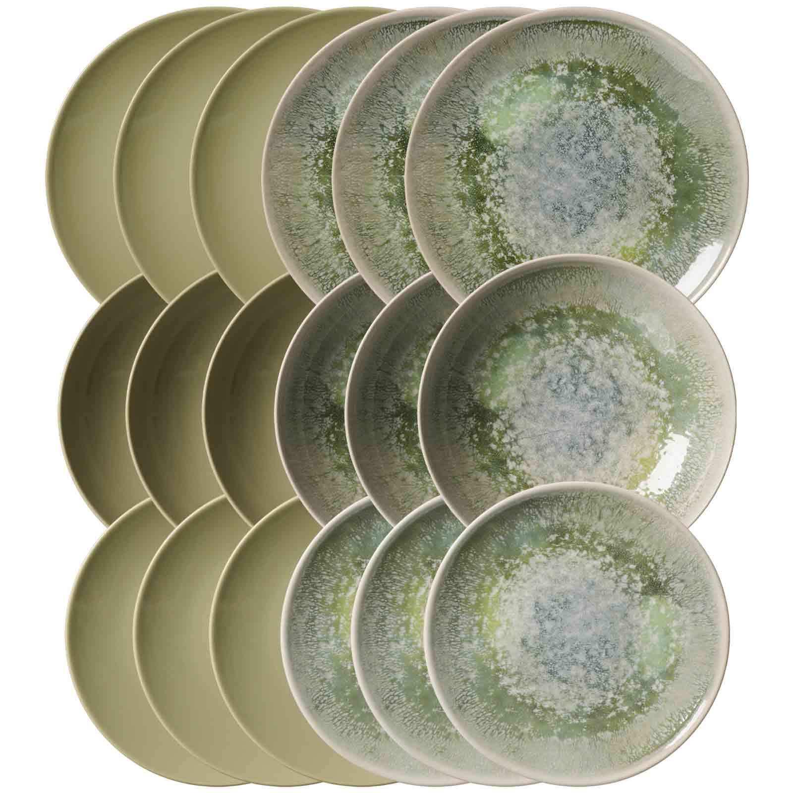 TELLER-SET Cecina Grün / Jade 18-tlg. - Grün, Keramik (2/2/2cm) - Ritzenhoff Breker