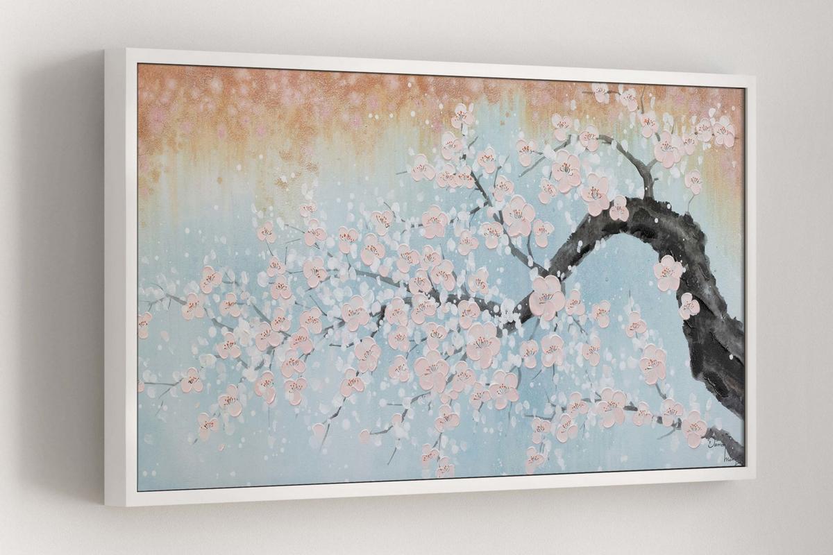 ACRYLBILD HANDGEMALT 120/60 cm - Blau/Pink, Holz/Textil (120/60cm) - KUNSTLOFT