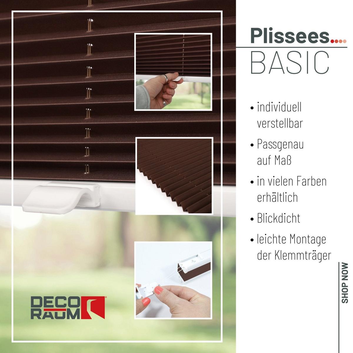 PLISSEE Basic 115 x 150cm Klemmfix ohne Bohren - Dunkelbraun, Textil (115/150cm) - Deco-Raum