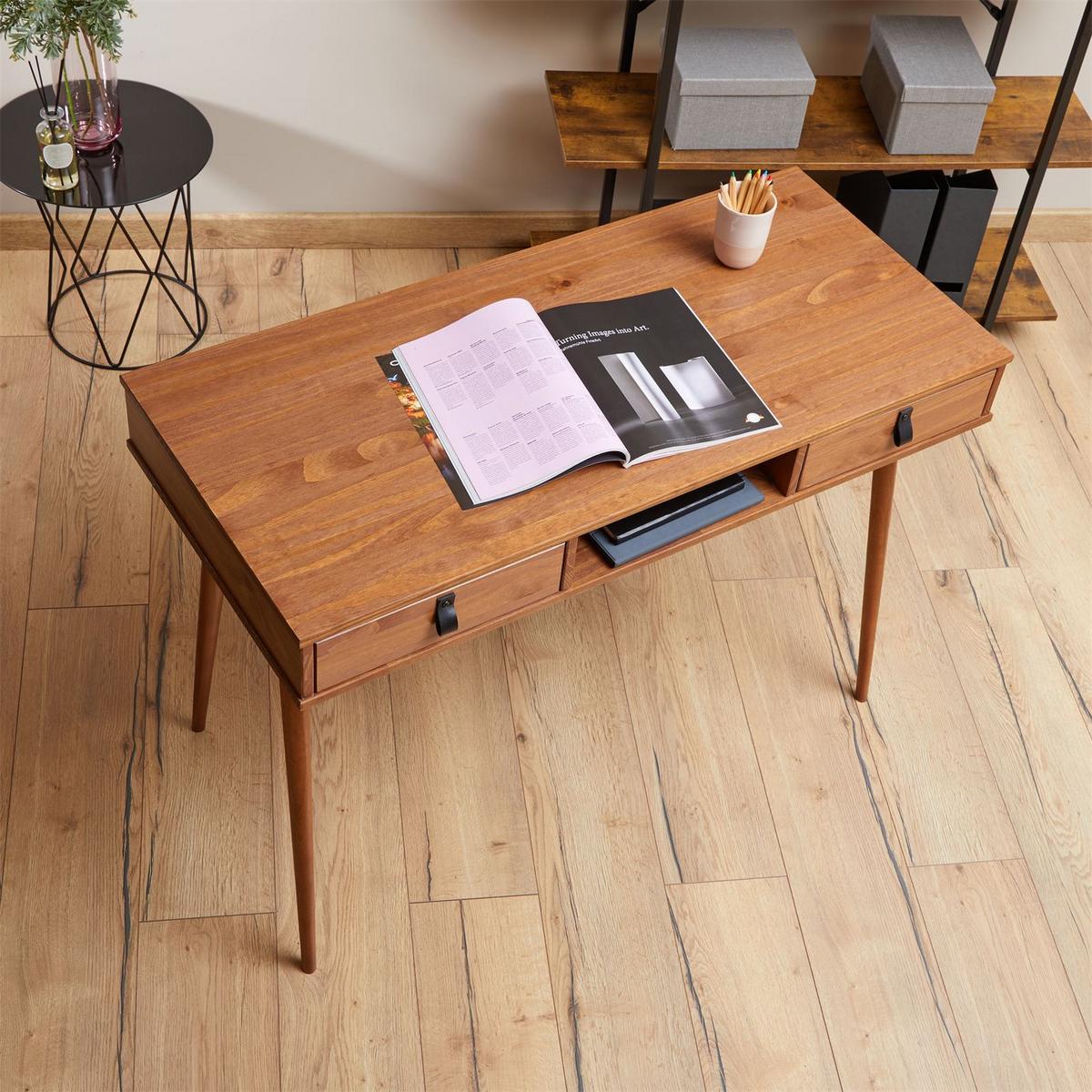 SCHREIBTISCH KIM - Kastanienfarben, Holz (50/110/76cm) - IDIMEX