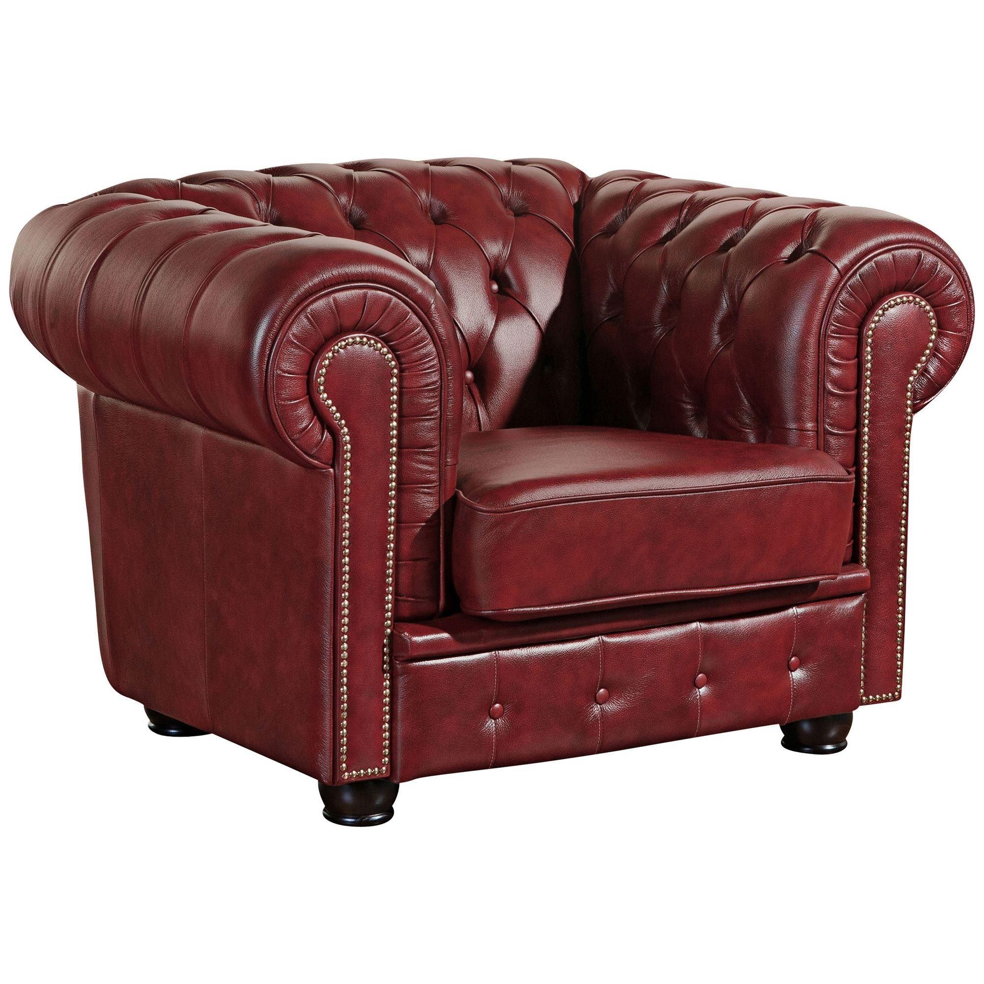 SESSEL Kath Bezug Wischleder Buche nussbaum dunkel / rot - Rot, Kunststoff (110/74/98cm) - 58aufmkessel