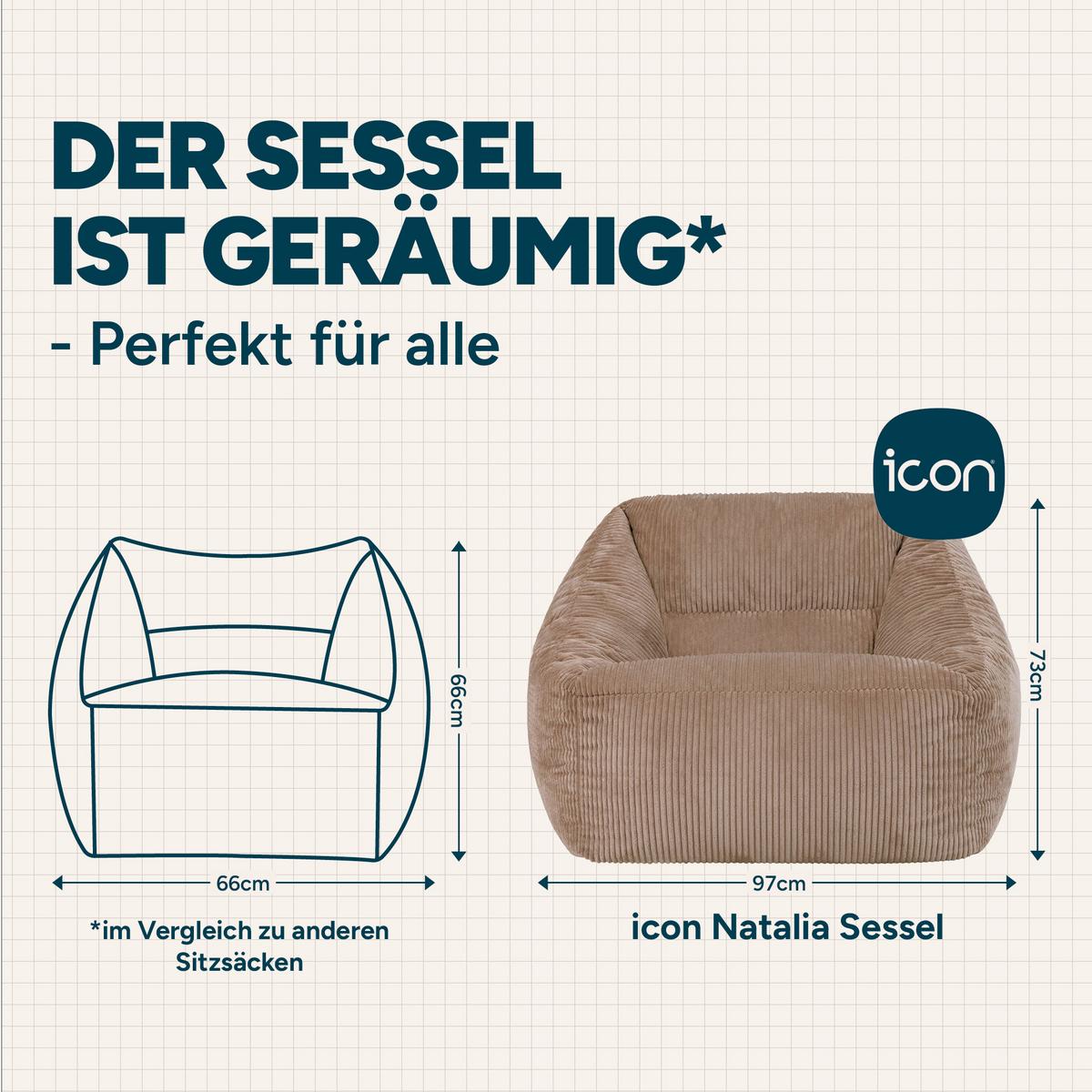 SITZSACK Cord Sessel Natalia - Mokka, Textil (97/73/84cm) - icon