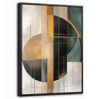 LEINWAND Bilder mit Rahmen - Abstrakt - Gold - Bronze - Grün - Formen - Modern - 30x40 - Multicolor, Textil (30/40cm) - MuchoWow