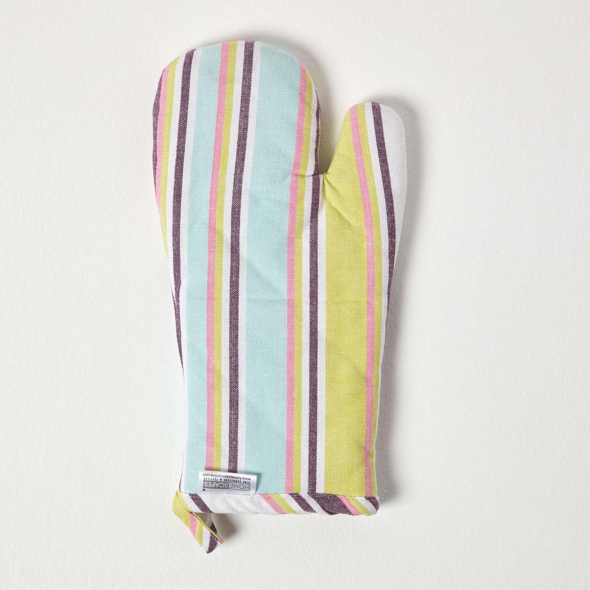 OFENHANDSCHUH Osaka bunt gestreift, Baumwolle wattiert - Multicolor, Textil (18/32cm) - Homescapes