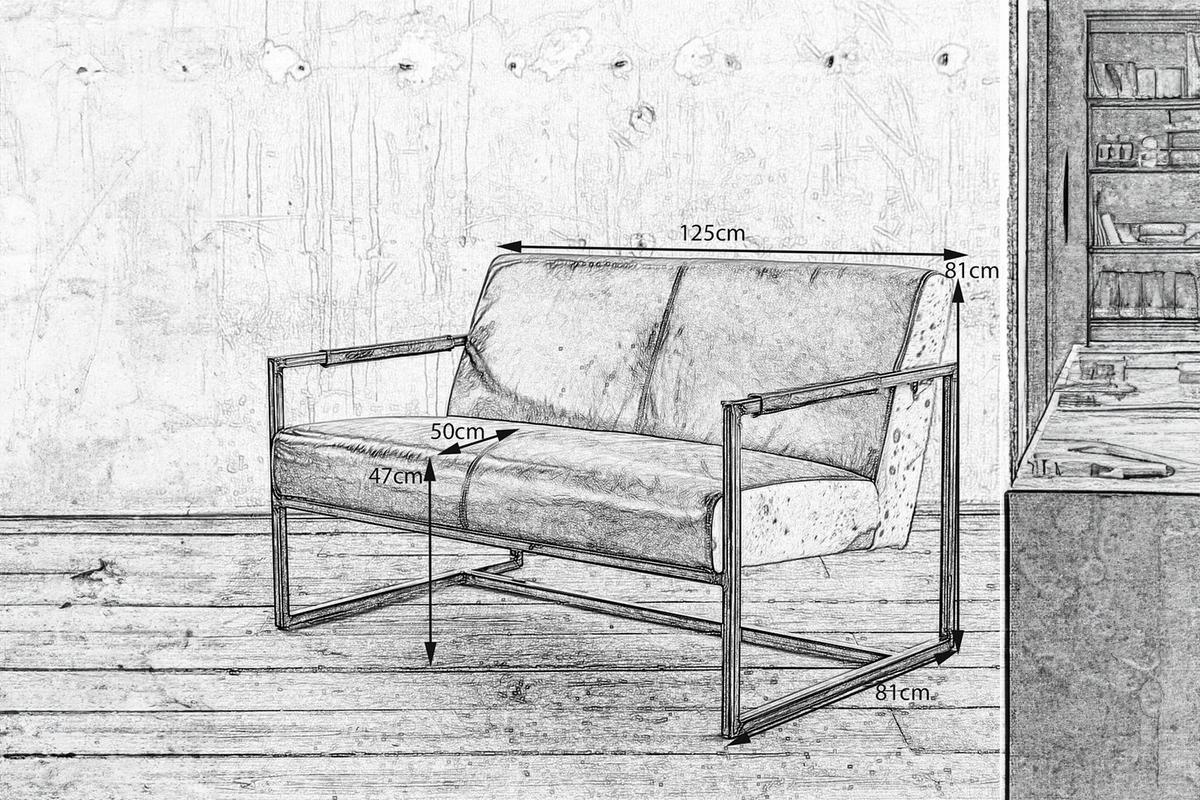 SOFA LIANO Braun Leder - Schwarz/Braun, Leder (125/81/81cm) - KAWOLA