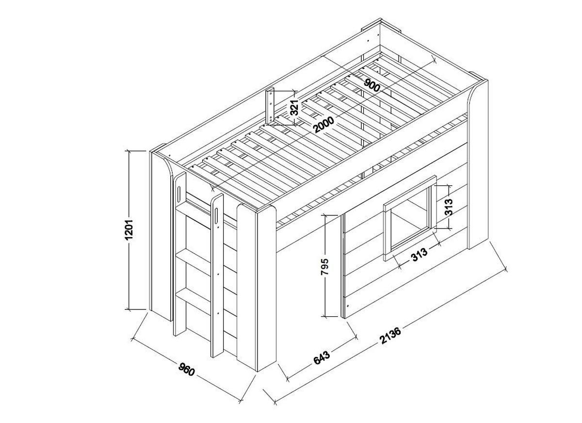 HOCHBETT Karola 215x120x96 aus MDF in Weiß - Weiß, Holzwerkstoff (90/200cm) - 58aufmkessel