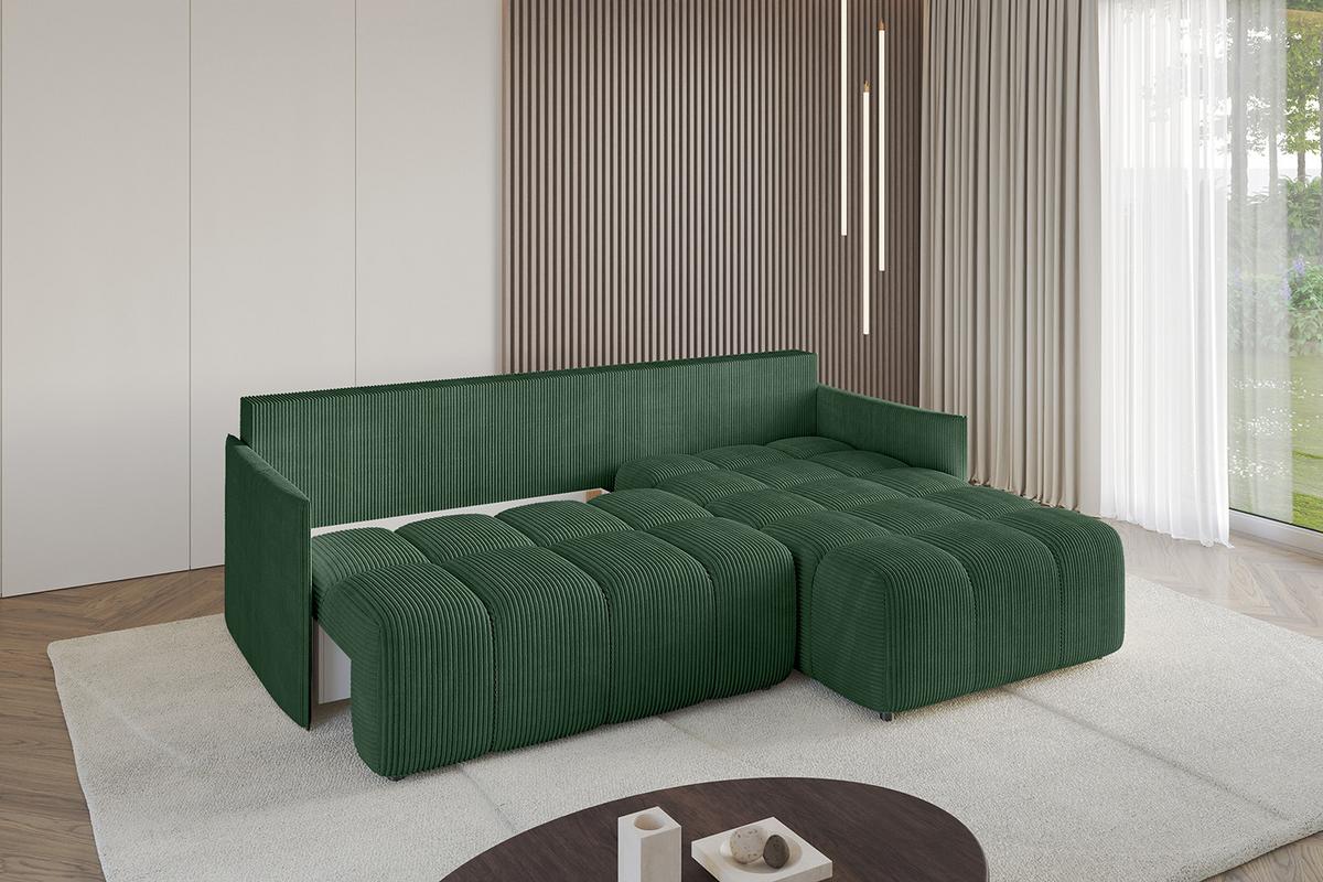 ECKSOFA Ottomane rechts LONLI-L 251x189x68 Grün Cord - Grün, Holzwerkstoff/Kunststoff (189/251cm) - ALTDECOR