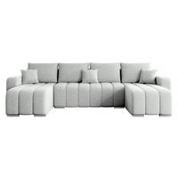 WOHNLANDSCHAFT Pufetto U Boucle - Silberfarben/Hellgrau, Holz/Textil (313/86/147cm) - MIRJAN24