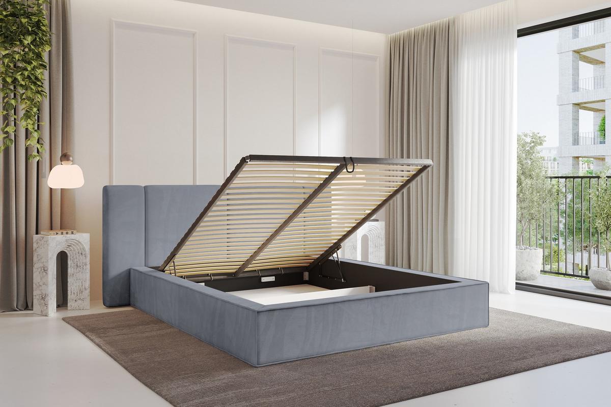 POLSTERBETT mit Bettkasten und Lattenrost, Boxbett ohne Matratze - RIVO 200x200 Grau - Grau, Holzwerkstoff/Textil (200/200cm) - ALTDECOR