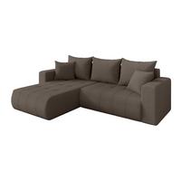 ECKSOFA mit Schlaffunktion Ottomane Links MILA-L 277x194x86 Braun Bouclé - Schwarz/Braun, Holzwerkstoff/Kunststoff (277/194cm) - ALTDECOR