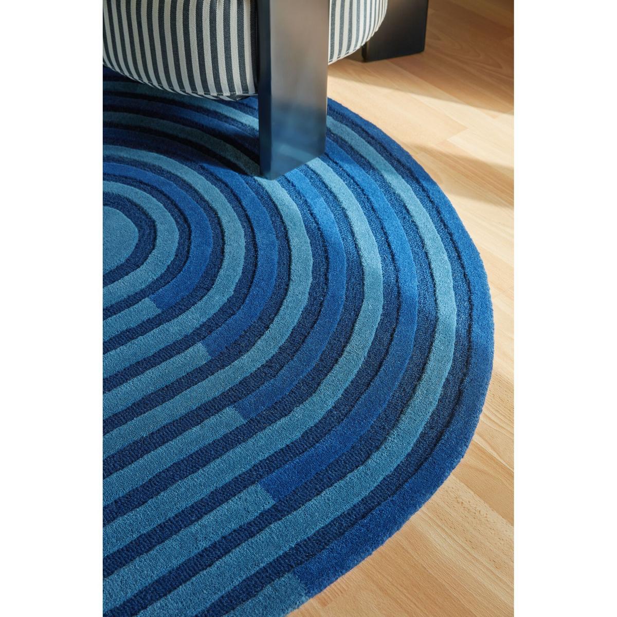 WOLLTEPPICH LEVEN, geometrisch, Blau, 150 x 240 cm - Blau, Textil (240/150cm) - KADIMA DESIGN