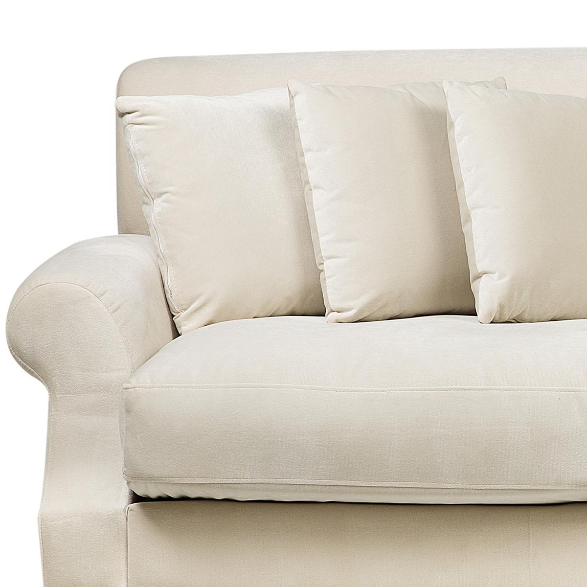 3-SITZER-SOFA Samtstoff Cremeweiß Eike - Weiß, Textil (186/82/102cm) - Beliani