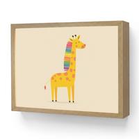 WANDLEUCHTE MIT AKKU Giraffe - Regenbogenmähne - Beige 40x30 cm - Beige, Holzwerkstoff (40/30/8cm) - OnlyWow