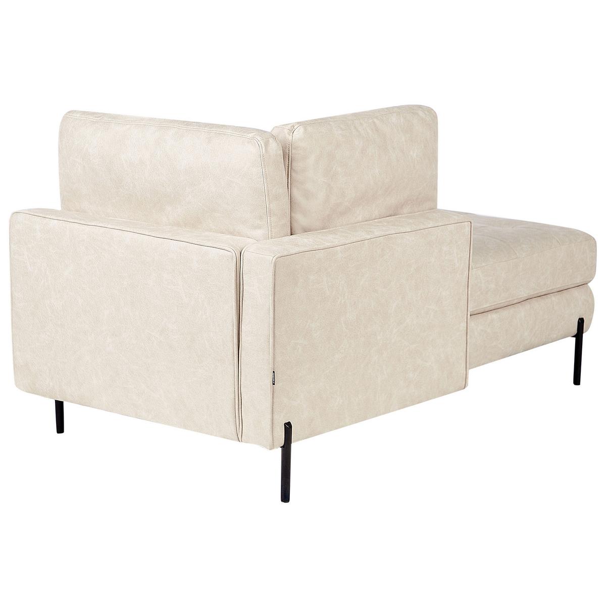 CHAISELONGUE-RECHTSSEITIGE Kunstleder Hellbeige Rebais - Beige/Schwarz, Kunststoff (172/85/85cm) - Beliani