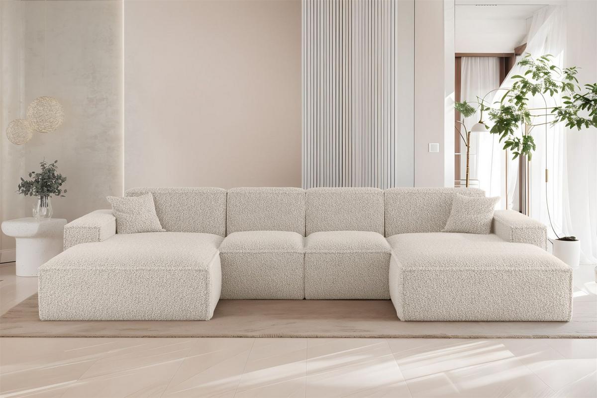 WOHNLANDSCHAFT Celes Premium Xs Sven - Creme, Holzwerkstoff/Textil (342/73/165cm) - Fun Möbel