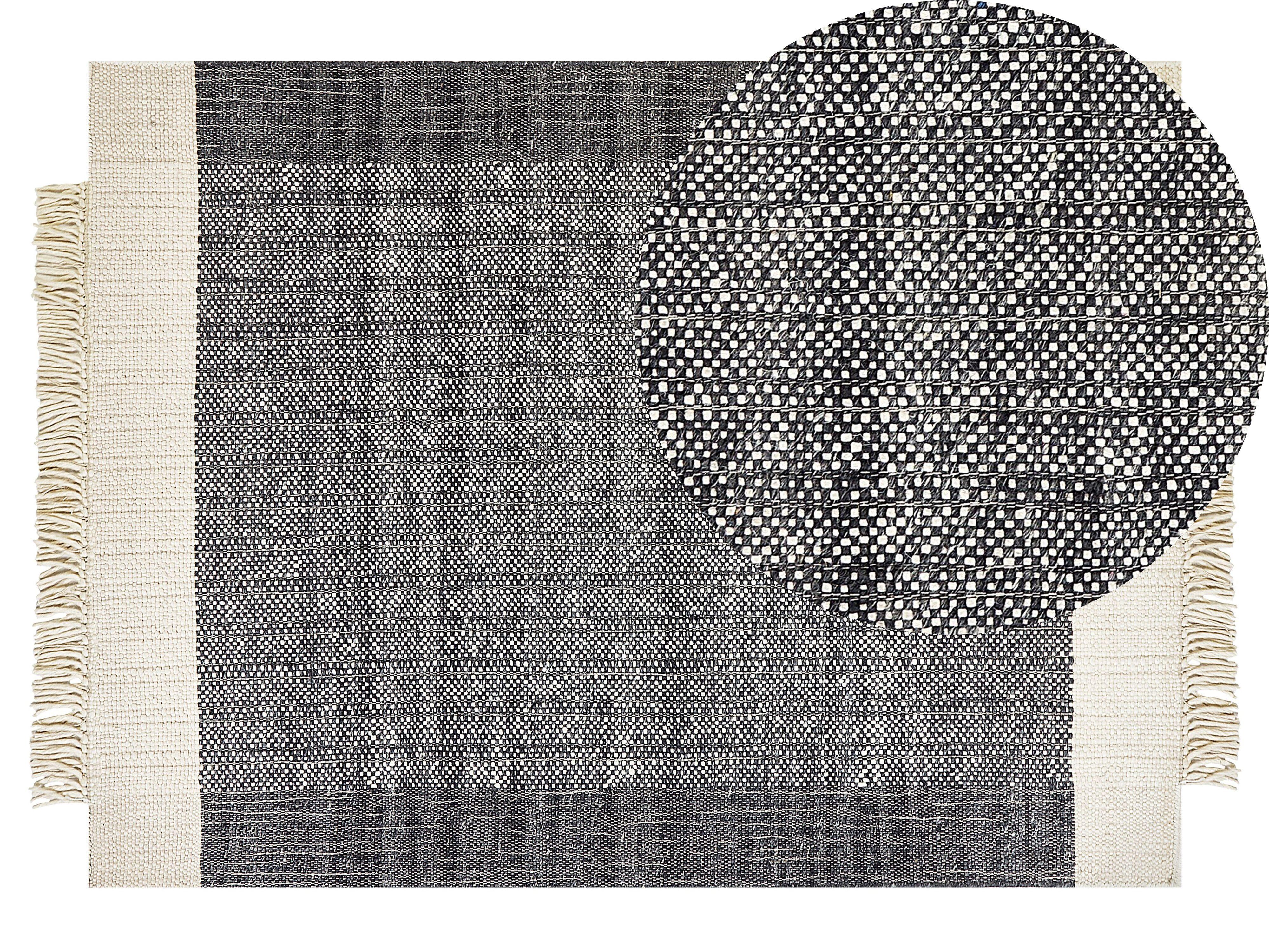 KURZFLOR-TEPPICH Atlanti 200/140 cm - Schwarz, Textil (140/200cm) - Beliani