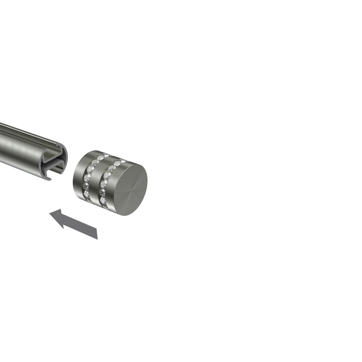 ENDSTÜCKE FÜR GARDINENSTANGEN 20 mm Ø, Estana Edelstahl-Optik, Packung 2 Stück - Edelstahlfarben, Metall (2.6/2.8/2.8cm) - INTERDECO