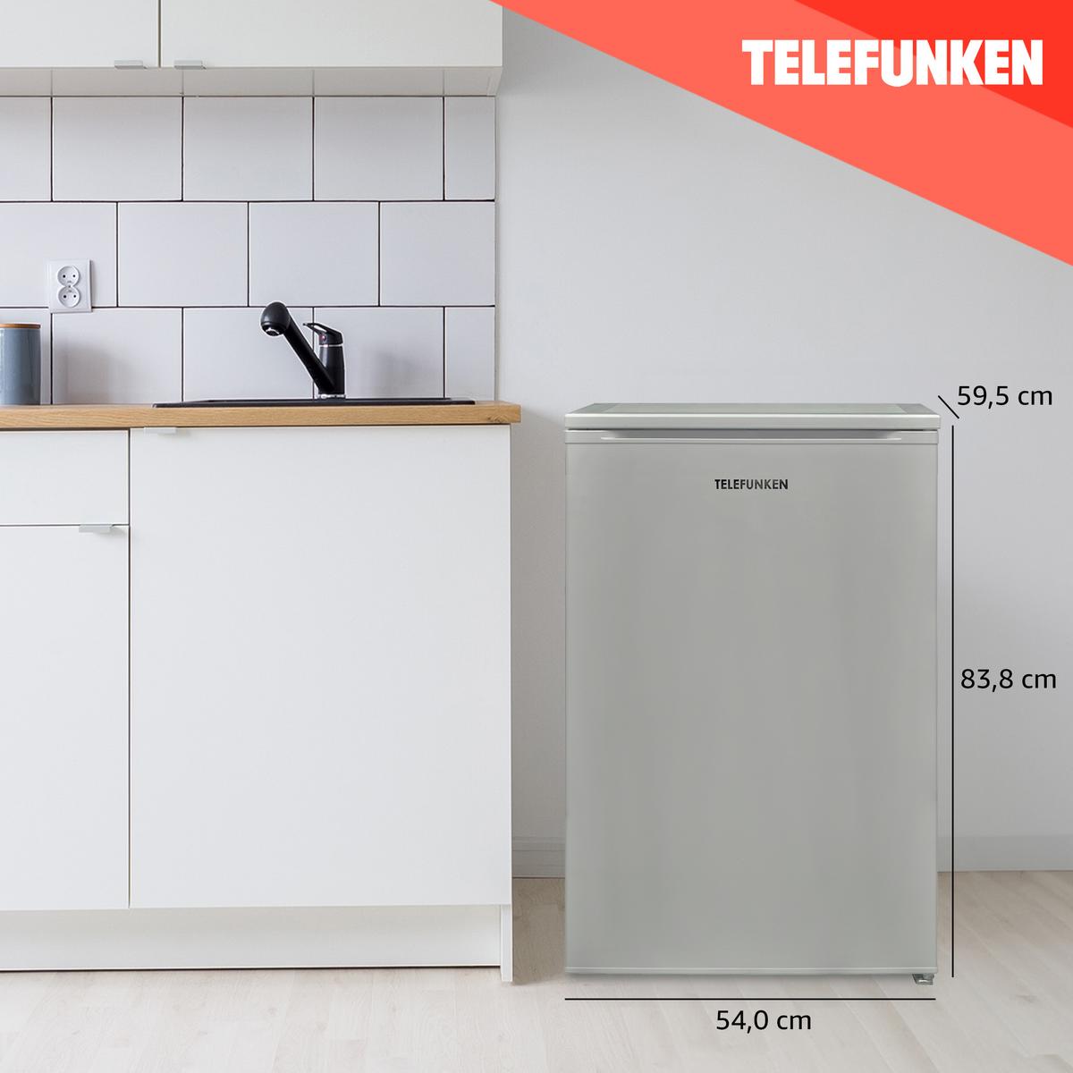 KÜHLSCHRANK ohne Gefrierfach, klein und freistehend, 135 Liter, mit Gemüsefach - Silberfarben, Glas/Kunststoff (54/83.8/59.5cm) - Telefunken