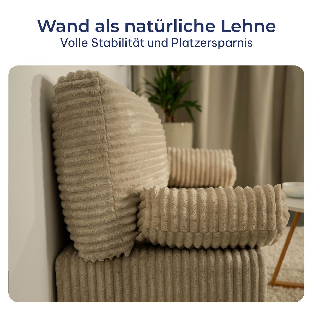 ECKSOFA NOTIA modulares Boneless Sofa mit Schlaffunktion Schwarz Cordstoff - Schwarz, Textil (200/120cm) - MASSENO