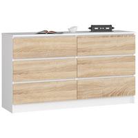 KOMMODE Weiß, Eiche Sonoma 77/138/40 - Weiß, Holzwerkstoff (138/77/40cm) - RAUMHIRSCH FURNITURE