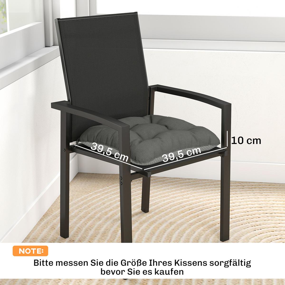 OUTDOOR-SITZKISSEN 4ER-SET aus Polyester Dunkelgrau - Dunkelgrau, Textil (39.5/39.5/10cm) - Outsunny
