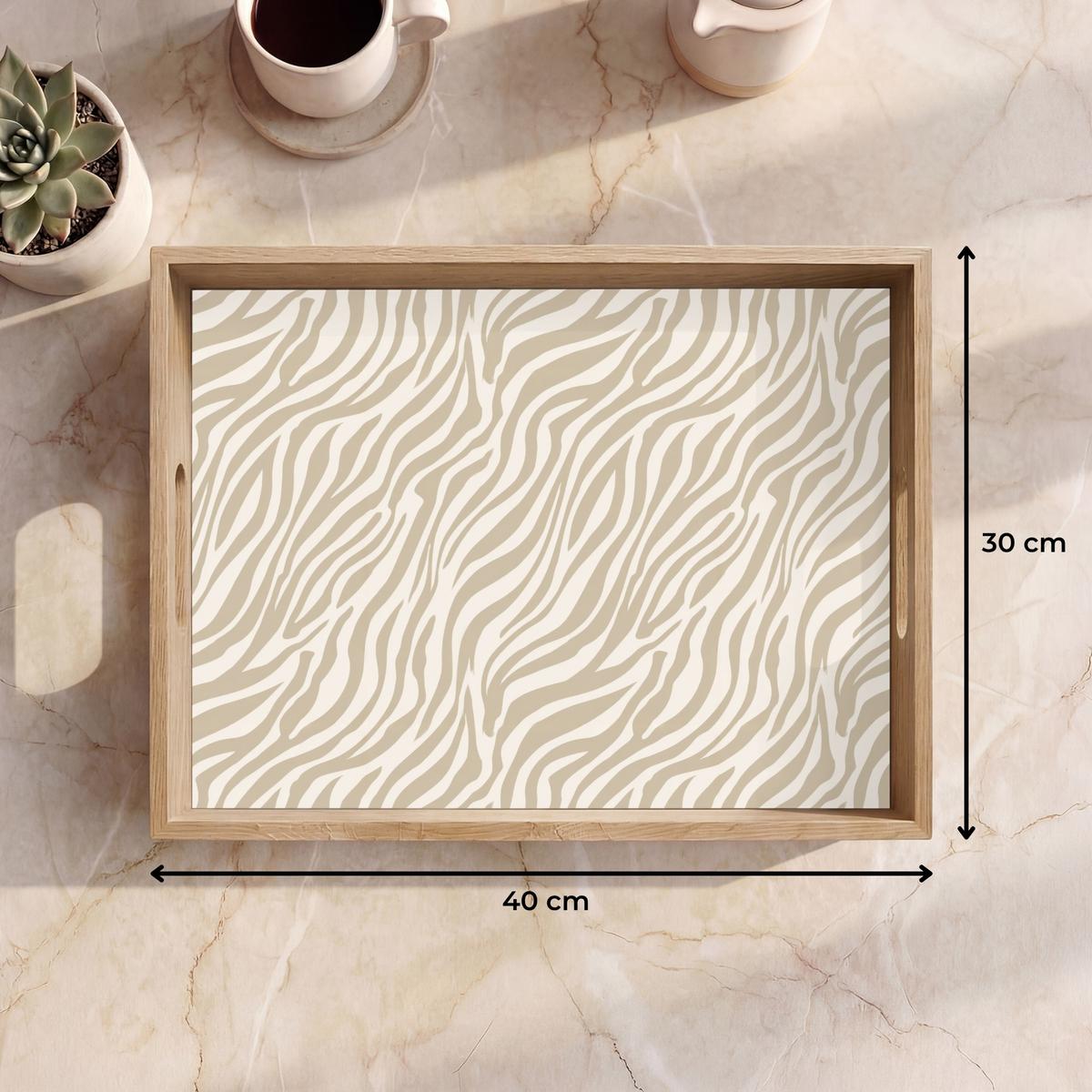 TABLETT Zebra - Muster - Beige 40x30 cm - Beige, Holz (40/5/5cm) - OnlyWow