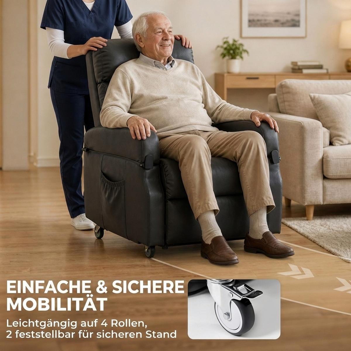 FERNSEHSESSEL mit Aufstehfunktion Dunkelgrau - Dunkelgrau, Kunststoff/Metall (78/110/98cm) - HOMCOM