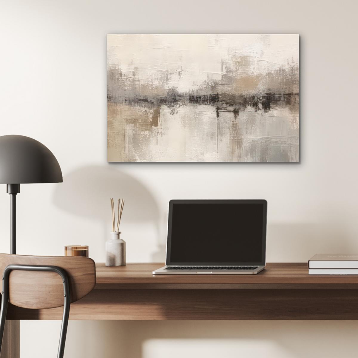 METALLBILD Moderne Kunst - Abstrakt - Beige Wandbild 60x40 cm - Beige, Metall (60/40cm) - MuchoWow