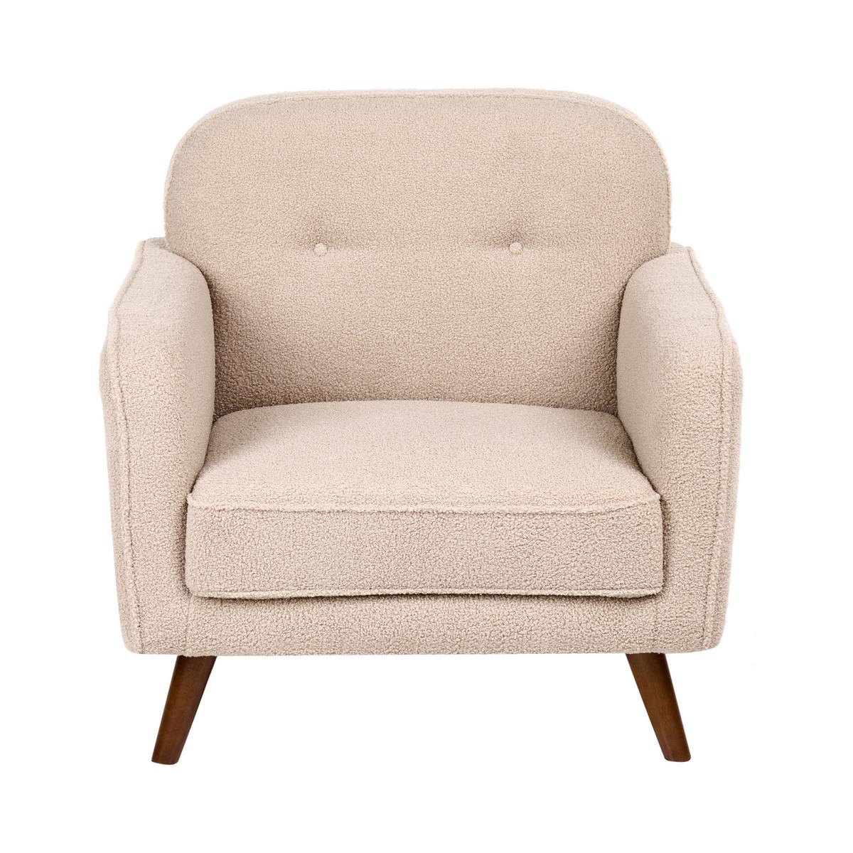 SESSEL Bouclé Beige Ettrum - Beige/Braun, Holz/Textil (87/87/84cm) - Beliani