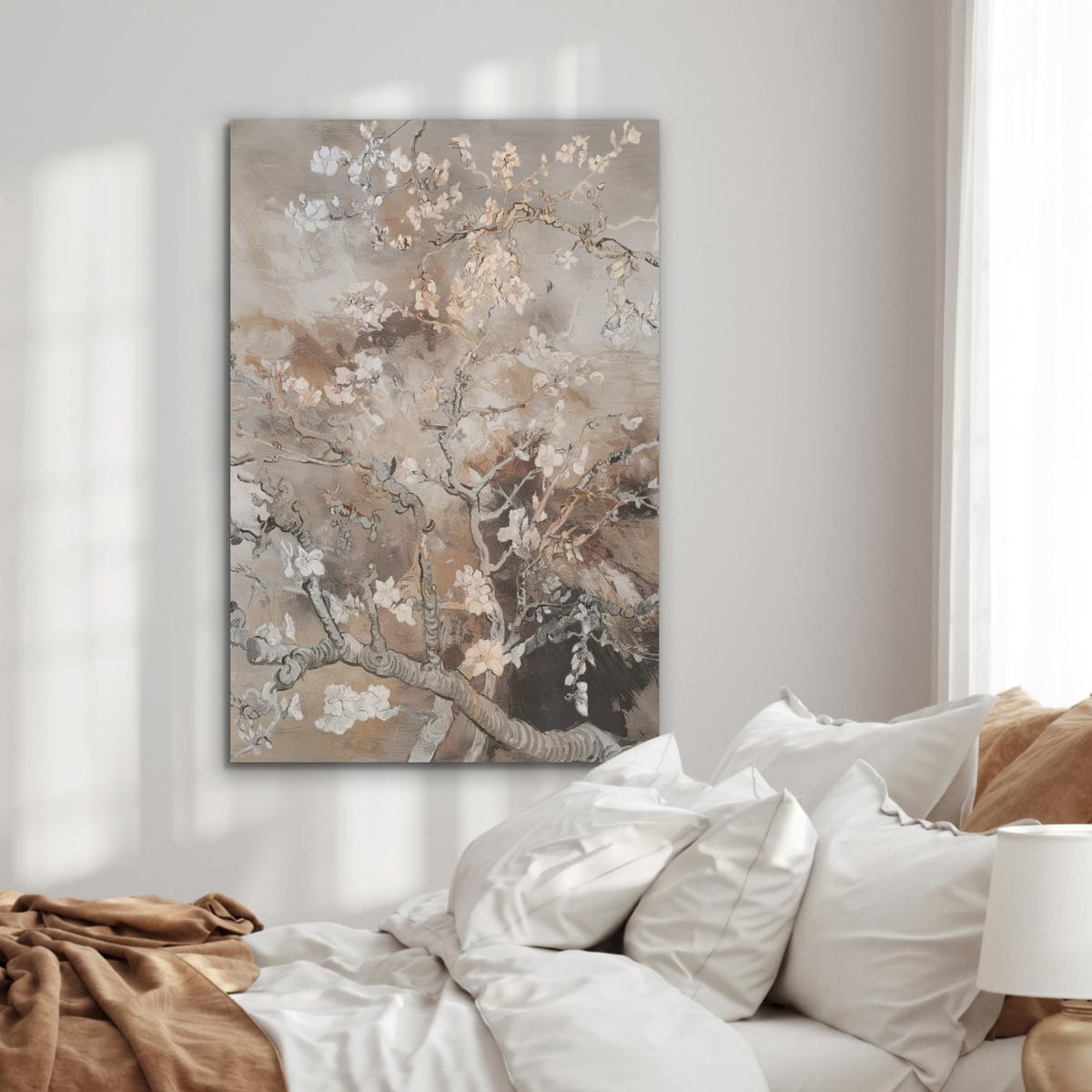 AKUSTIKBILD Mandelblüte - Kunst - Van Gogh - Beige - Abstrakt Wanddeko 70x100 cm - Braun, Kunststoff (70/100cm) - MuchoWow