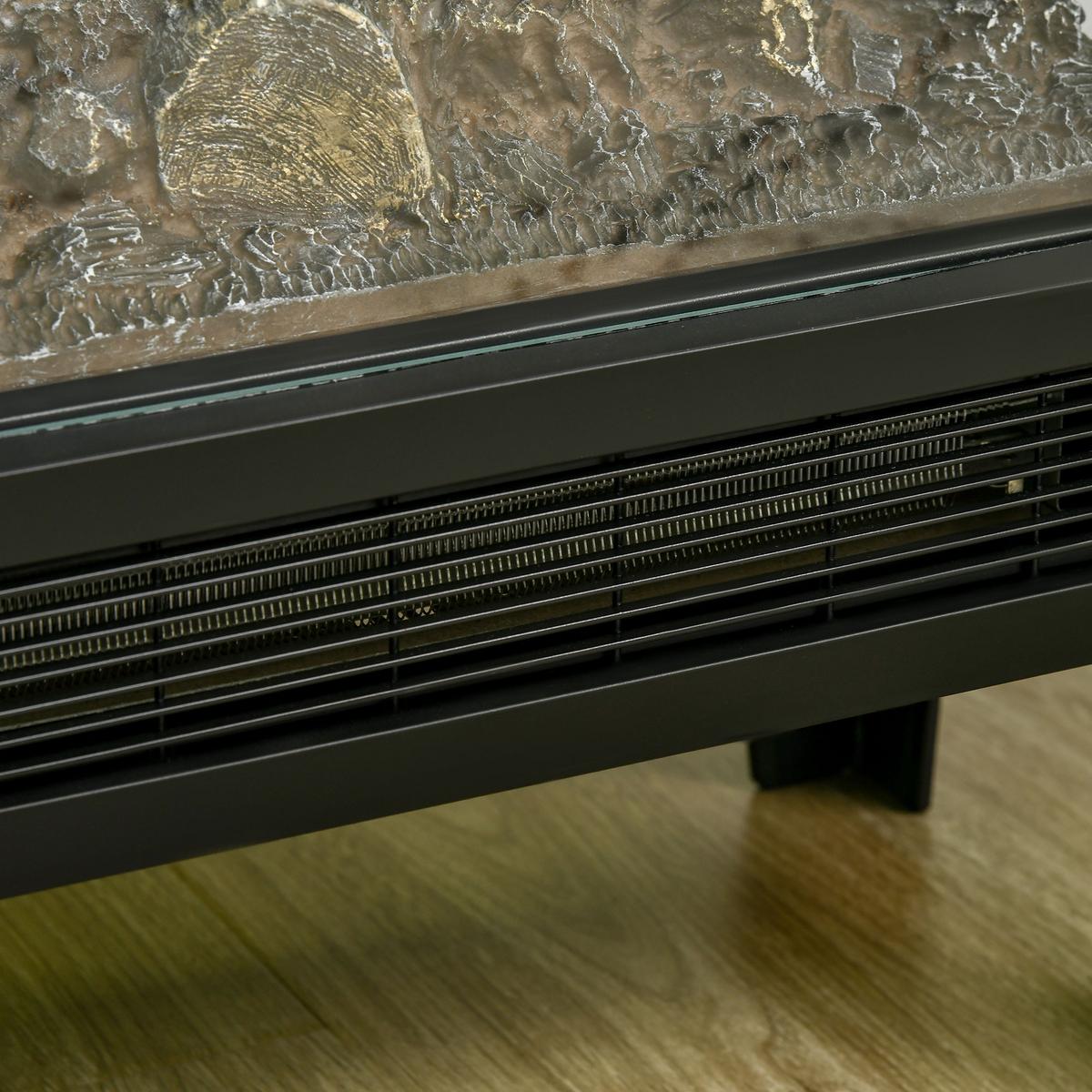 ELEKTROKAMIN 1000 W/2000 W Standkamin LED 3D-Flammeneffekt 4 Helligkeitsstufen - Schwarz, Metall (20/62/40.5cm) - HOMCOM