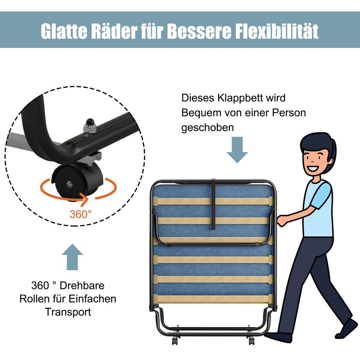 GASTEBETT Blau - Blau, Metall - COSTWAY
