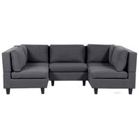 5-SITZER-MODULSOFA U-förmiges Dunkelgrau Stoff Unstad - Dunkelgrau, Textil (228/72/76cm) - Beliani