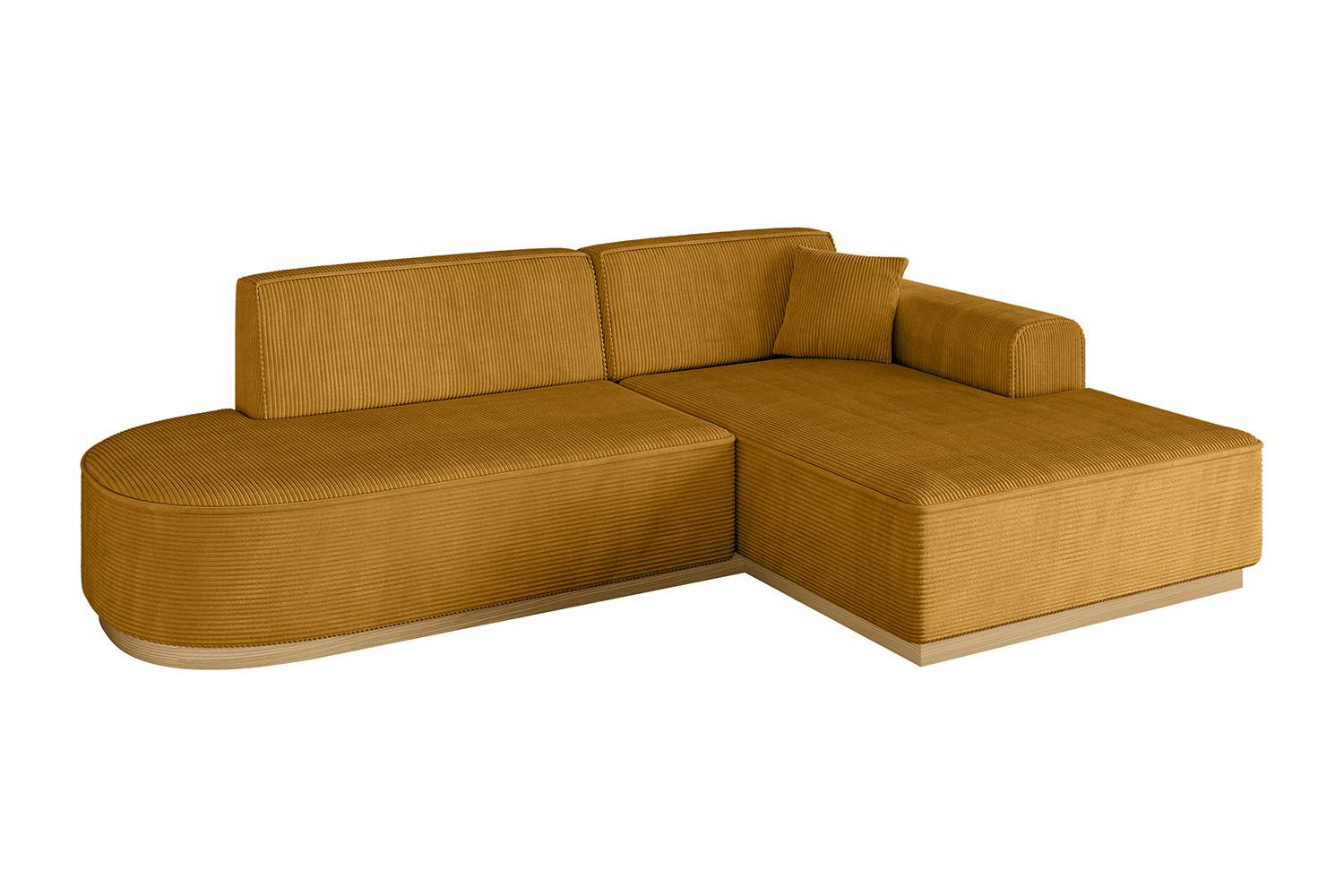 ECKSOFA Ottomane Rechts IREA-L1-v2 - 232x165x80 cm Senfgelb - Grün, Holzwerkstoff/Textil (232/165cm) - ALTDECOR
