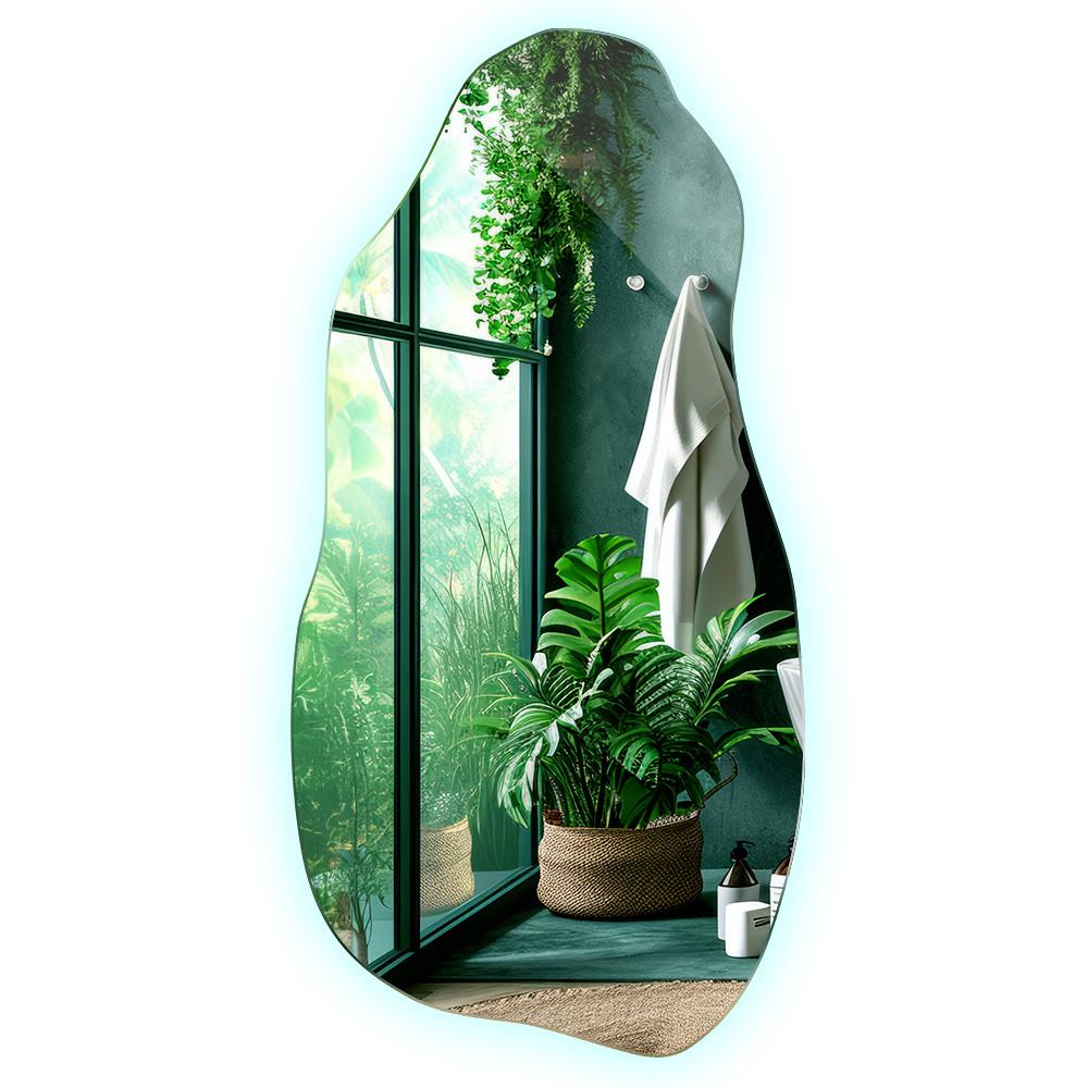 LED-SPIEGEL 40x80 cm Kaltweiß 6000K - Blau, Glas (80/40/0.4cm) - TULUP